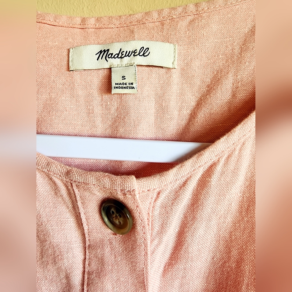 Madewell Coral Linen Button-Up